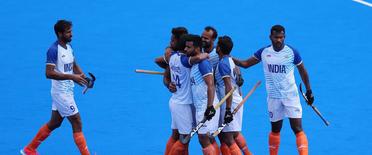 India men’s hockey team defending against Great Britain at the Paris Olympics ahead of the 2026 Hockey World Cup